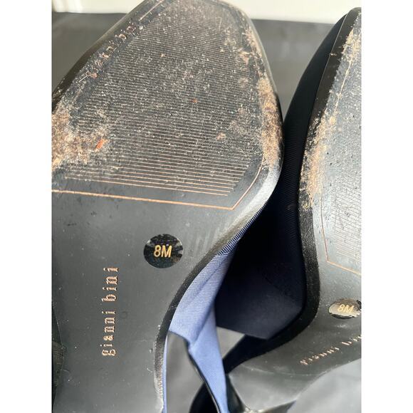 Gianni Bini Jenna Square Toe Jewel Gold Ornament High Heel Shoes Blue  Size 8 - Picture 5 of 6